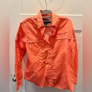 Cabela’s Guidewear Vented Fishing Shirt Size S Coral Orange Long Sleeve Outdoor